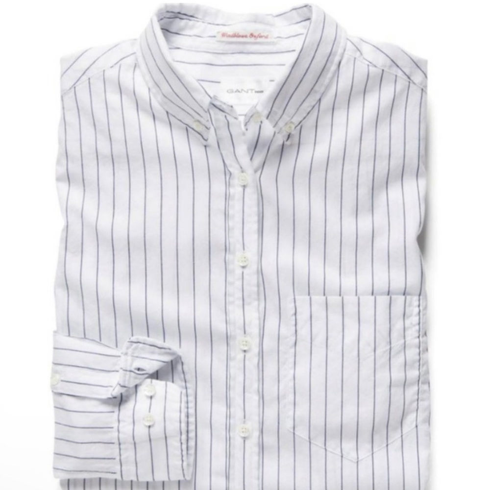 Gant White and Blue Button Down Shirt with Stripes